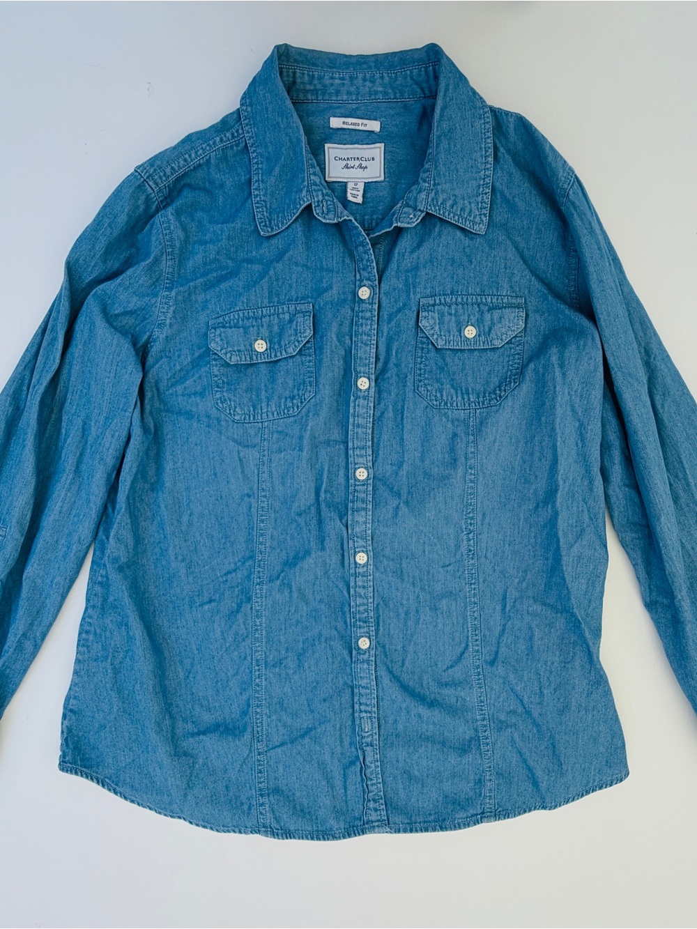 Charter Club Denim-Style Button Front Shirt in Blue